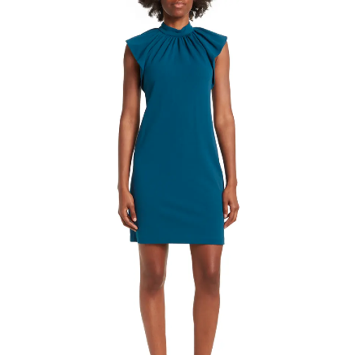 Calvin Klein Pleat Neck Shift Dress - Cypress - Compare Prices - Klarna US