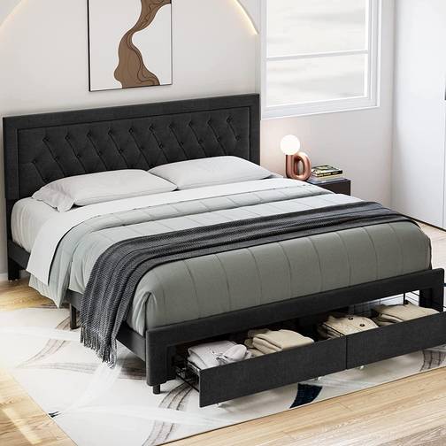 Keyluv Bed Frame with 2 Storage Drawers Queen • Price