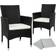 tectake 2 rattan garden chairs + 4 seat covers model 1