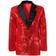 Widmann Sequin Jacket Red with Black Collar