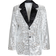 Widmann Sequin Jacket Silver with Black Collar