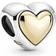 Pandora Domed Golden Heart Charm - Silver/Gold