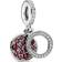 Pandora Sparkling Disc Double Dangle Charm - Silver/Red/Transparent