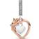 Pandora Heart & Rose Flower Dangle Charm - Rose Gold/Silver/Black/Transparent