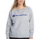 Champion Script Logo Powerblend Fleece Boyfriend Crew Sweatshirt Plus Size - Oxford Grey