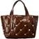 Valentino Roman Stud Leather Tote Large - Brown
