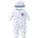 Little Me Puppy Toile Footed One-Piece & Hat - Medieval Blue/White (LBQ04528N)