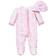 Little Me Damask Scroll Footed One-Piece & Hat - Pink Multi (LBQ03515N)