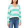 Vince Camuto Cozy V-Neck Striped Sweater - Aqua