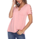 White Mark Keyhole Neck Cutout Short Sleeve Top - Pink