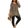 White Mark Women's Cold-Shoulder Shark-Bite Tunic Plus Size - Black/Brown