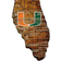 Fan Creations Miami Hurricanes Distressed State with Logo Sign