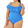 La Blanca Island Goddess Off Shoulder Ruffle One Piece - China Blue