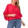 Vince Camuto Ruffle Sleeve Henley Blouse Plus Size - Geranmium