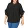 Vince Camuto Ruffle Sleeve Henley Blouse Plus Size - Black