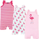 Hudson Cotton Rompers 3-pack - Bright Flamingo (10152730)
