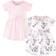Touched By Nature Girl's Wild Flowers Organic Dress 2-pack - White\Pink