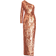 Mac Duggal Sequined One Sleeve High Slit Gown - Copper