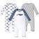 Touched By Nature Baby Blue Whale Coveralls 3-pack - Blue