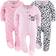 The Peanutshell Baby Sleep N Play Footed Pajamas for Girls 3-pack - Cheetah & Pink Hearts