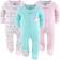 The Peanutshell Baby Sleep N Play Footed Pajamas for Girls 3-pack - Unicorn & Rainbow