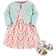 Hudson Baby Dress, Cardigan and Shoes 3-Piece Set - Sea