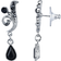 1928 Jewelry Vine Drop Earrings - Silver/Black