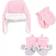 Hudson Baby Trapper Hat, Mitten and Bootie Set - Pink Gray Elephant (10159401)