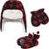 Hudson Trapper Hat, Mitten and Bootie Set - Black Red Plaid (10159377)