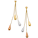 Welry Three-Tone Teardrop Lariat Earrings - Gold/Rose Gold/Silver
