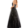 Mac Duggal V-Neck Sequined Ball Gown - Black