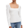 7 For All Mankind Long Sleeve Square Neck Top - Ivory