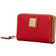 Dooney & Bourke Pebble Grain Large Zip Around Credit Card Case - Red