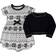 Touched By Nature Organic Cotton Dress & Cardigan - Black Fair Isle (10167885)