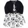 Touched By Nature Organic Cotton Dress & Cardigan - Black Floral (10161351)