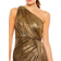 Mac Duggal leena Metallic Asymmetric Wrap Gown - Antique Gold