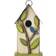 GlitzHome Distressed Solid Wood Birdhouse with 3D Tree and Bird 9.75"