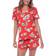 White Mark Short Sleeve 2-Piece Floral Pajama Set - Red