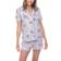 White Mark Short Sleeve 2-Piece Floral Pajama Set - Grey