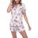 White Mark Short Sleeve 2-Piece Floral Pajama Set - Pink