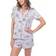 White Mark Short Sleeve 2-Piece Floral Pajama Set - Grey