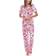 White Mark Short Sleeve Pants Tropical 2-Piece Pajama Set - White/Pink