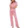 White Mark Short Sleeve Pants Tropical 2-Piece Pajama Set - Pink/Orange