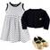 Hudson Cardigan, Dress and Shoes Set 3-Piece - Black Dot