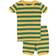 Leveret Kid's Striped Shorts Pajama Set - Yellow/Green