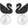 Swarovski Iconic Swan Pierced Earring - Rose Gold/Black/Pearls