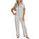 Cosabella Printed Short Sleeve Top And Pant Pajama Set - Diamond White/Navy