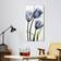 Empire Art Direct Three Blue Tulips Glass Wall Decor 24x48"