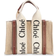 Chloé Mini Woody Tote Bag In Linen - White/Brown