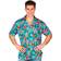 Widmann Blue Hawaiian Shirt with Flowers